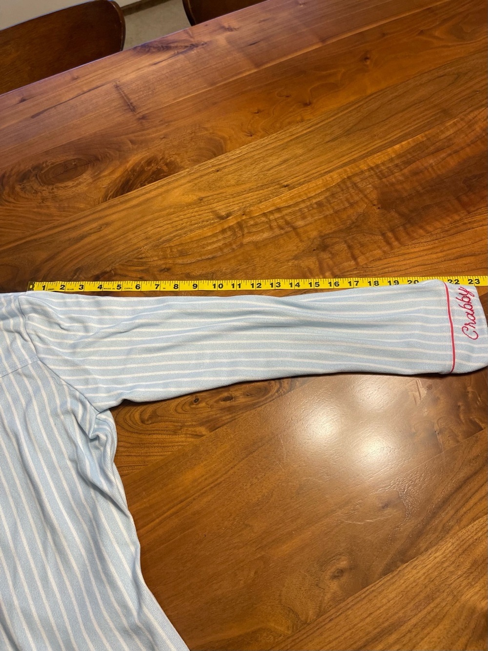 P.J. Salvage Light Blue and White Striped Pajama Set with Red Trim - Picture 8 of 15